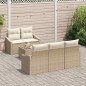 vidaXL Set Divano da Giardino 6 Pezzi con Cuscini Beige Rattan Poliestere