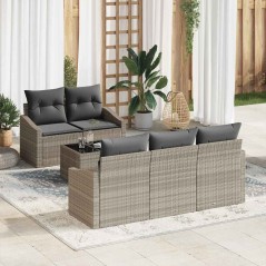 vidaXL Set Divani Giardino 6 Pezzi con Cuscini Grigio Chiaro Rattan