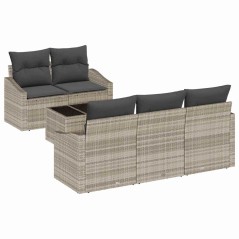 vidaXL Set Divani Giardino 6 Pezzi con Cuscini Grigio Chiaro Rattan
