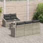 vidaXL Set Divani Giardino 6 Pezzi con Cuscini Grigio Chiaro Rattan