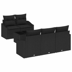 vidaXL Set di Divani da Giardino con Cuscini Nero Polyrattan