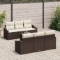 vidaXL Set Divano da Giardino 7 Pezzi con Cuscini Marrone Polirattan