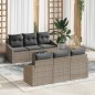 vidaXL Set da Giardino 7 Pezzi con Cuscini Grigio in Rattan Sintetico