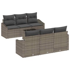 vidaXL Set da Giardino 7 Pezzi con Cuscini Grigio in Rattan Sintetico