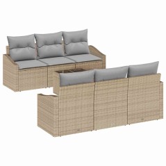 vidaXL Set Divano da Giardino a 7 Pezzi con Cuscini Beige Polyrattan