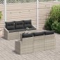 vidaXL Set Divano da Giardino 7 Pezzi con Cuscini Grigio Chiaro Polyrattan