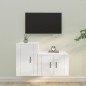 Set di Mobili Porta TV 2 pz Bianco in Legno Multistrato Set di Mobili Porta TV 2 pz Bianco in Legno Multistrato
