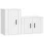 Set di Mobili Porta TV 2 pz Bianco in Legno Multistrato Set di Mobili Porta TV 2 pz Bianco in Legno Multistrato