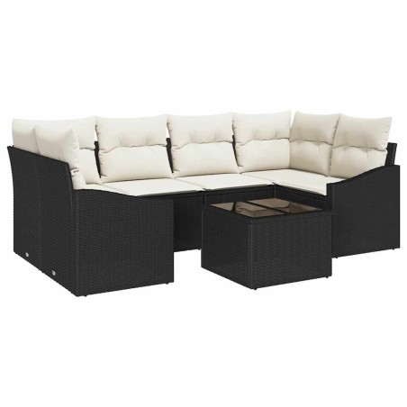 vidaXL Set Divano Giardino da 7 Pezzi con Cuscini Rattan Nero in Polyrattan
