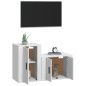 Set di Mobili Porta TV 2 pz Bianco in Legno Multistrato Set di Mobili Porta TV 2 pz Bianco in Legno Multistrato