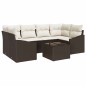 vidaXL Set Divani Giardino 7 Pezzi con Cuscini Marrone Polyrattan
