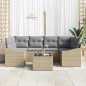 vidaXL Set Divano Giardino 7 Pezzi con Cuscini Beige Polyrattan