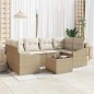 vidaXL Set di divano da giardino 7 pezzi con cuscini Beige in Rattan sintetico