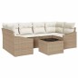 vidaXL Set di divano da giardino 7 pezzi con cuscini Beige in Rattan sintetico
