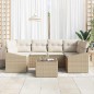 vidaXL Set di divano da giardino 7 pezzi con cuscini Beige in Rattan sintetico