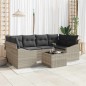vidaXL Set di Divani da Giardino 7 Pezzi con Cuscini Grigio Chiaro Rattan Sintetico