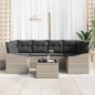 vidaXL Set di Divani da Giardino 7 Pezzi con Cuscini Grigio Chiaro Rattan Sintetico