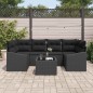 vidaXL Set Divano da Giardino in 7 Pezzi con Cuscini Polyrattan Nero