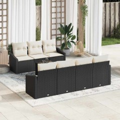 vidaXL Set Divano Da Giardino 8 Pezzi Con Cuscini Rattan Nero
