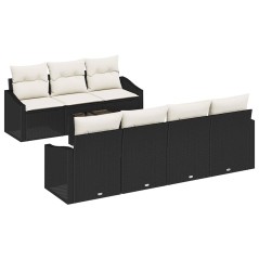vidaXL Set Divano Da Giardino 8 Pezzi Con Cuscini Rattan Nero