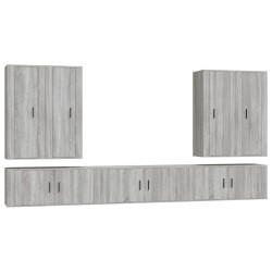 Set di Mobili Porta TV 7 pz Grigio Sonoma in Legno Multistrato