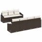 vidaXL Set Divano Giardino 8 Pezzi con Cuscini Marrone Polirattan