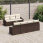 vidaXL Set Divano Giardino 8 Pezzi con Cuscini Marrone Polirattan