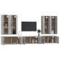 Set di Mobili Porta TV 7 pz Grigio Sonoma in Legno Multistrato Set di Mobili Porta TV 7 pz Grigio Sonoma in Legno Multistrato