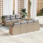 vidaXL Set divano da giardino 8 pezzi con cuscini beige polyrattan