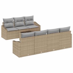 vidaXL Set divano da giardino 8 pezzi con cuscini beige polyrattan