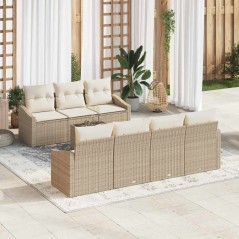 vidaXL Set di Divani da Giardino da 8 Pezzi con Cuscini Beige in Rattan Sintetico