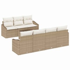 vidaXL Set di Divani da Giardino da 8 Pezzi con Cuscini Beige in Rattan Sintetico