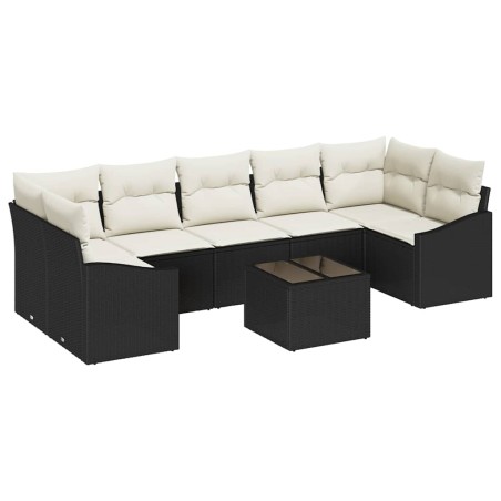 vidaXL Set di divani da giardino da 8 pezzi con cuscini in polyrattan nero
