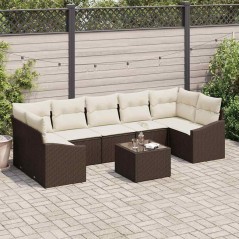 vidaXL Set di divani da giardino da 8 pezzi con cuscini in polirattan marrone