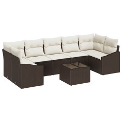 vidaXL Set di divani da giardino da 8 pezzi con cuscini in polirattan marrone