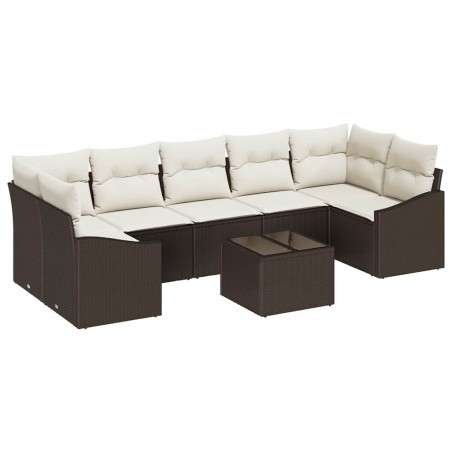 vidaXL Set di divani da giardino da 8 pezzi con cuscini in polirattan marrone