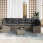 vidaXL Set Divano da Giardino da 8 Pezzi con Cuscini Grigio in Polyrattan