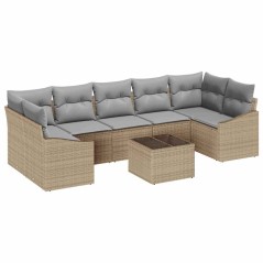 vidaXL Set Divano da Giardino a 8 Pezzi con Cuscini Beige in Polirattan