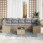 vidaXL Set Divano da Giardino a 8 Pezzi con Cuscini Beige in Polirattan