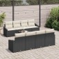 vidaXL Set di divani da giardino da 9 pezzi con cuscini Nero Polyrattan