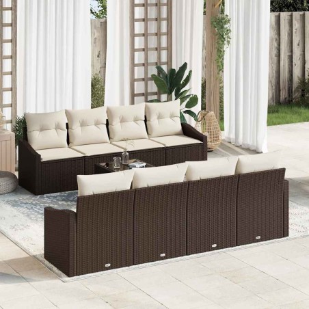 vidaXL Set di divani da giardino 9 pezzi con cuscini marrone polyrattan