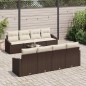 vidaXL Set di divani da giardino 9 pezzi con cuscini marrone polyrattan
