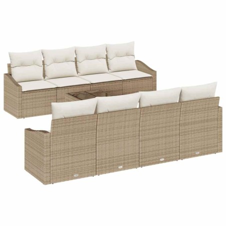 vidaXL Set di divani da giardino 9 pezzi con cuscini beige rattan sintetico