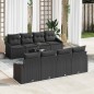 vidaXL Set di Divani da Giardino con Cuscini Nero Polyrattan