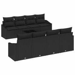 vidaXL Set di Divani da Giardino con Cuscini Nero Polyrattan