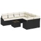 vidaXL Set Divano da Giardino in 9 Pezzi con Cuscini Nero Rattan