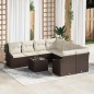 vidaXL Set Divano da Giardino 9 Pezzi con Cuscini Marrone Polirattan