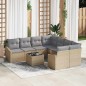 vidaXL Set divani giardino 9 Pezzi con cuscini Beige Rattan Polietilenico