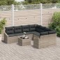 vidaXL Set Divano Giardino 9 Pezzi con Cuscini Grigio Chiaro Polyrattan