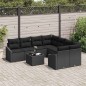 vidaXL Set di divani da giardino 9 pezzi con cuscini in polyrattan nero